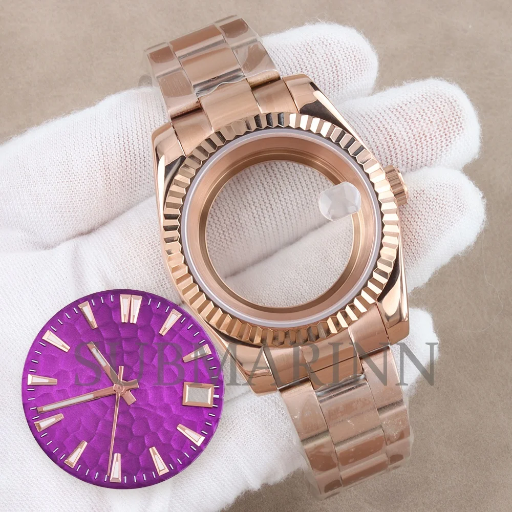 Rose Gold 36/39mm NH35 Watch Case Oyster Bracelet For DATEJUST 28.5mm Dial Luminous Watch Accessories For NH35 NH36 Movement