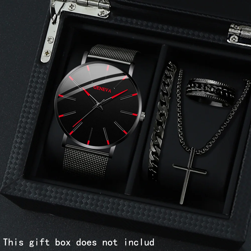 

4 шт./компл., повседневные мужские часы, набор мужских часов, кварцевые часы, ремешок из искусственной кожи, самый идеальный подарок для мужчин