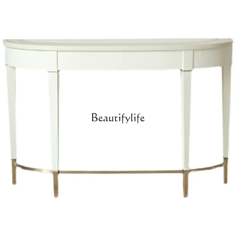

XXAmerican entrance cabinet light luxury solid wood simple semicircular entrance table