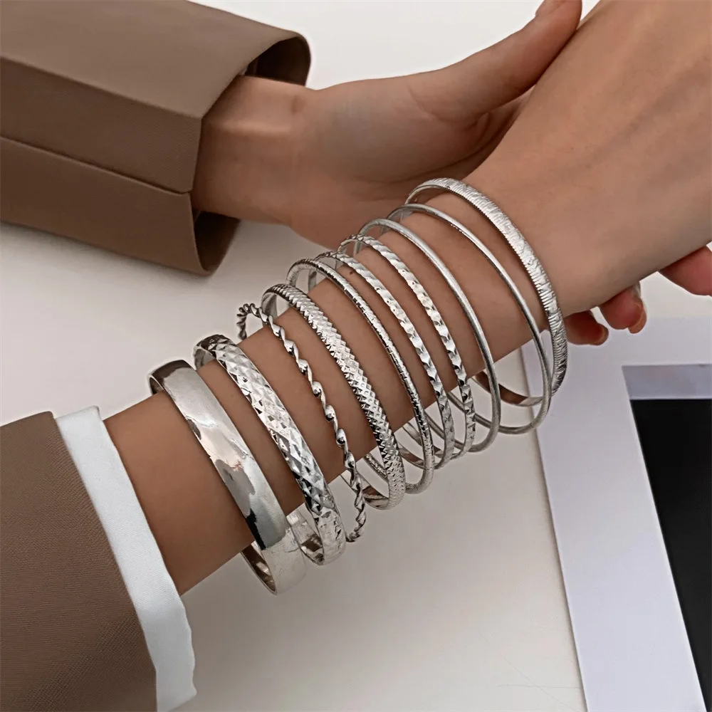 Fashion Stainless Steel Bracelets for Women Men Twist Texture Bangles Gold Silver Color Jewelry Statement Streetwear Goth Gifts