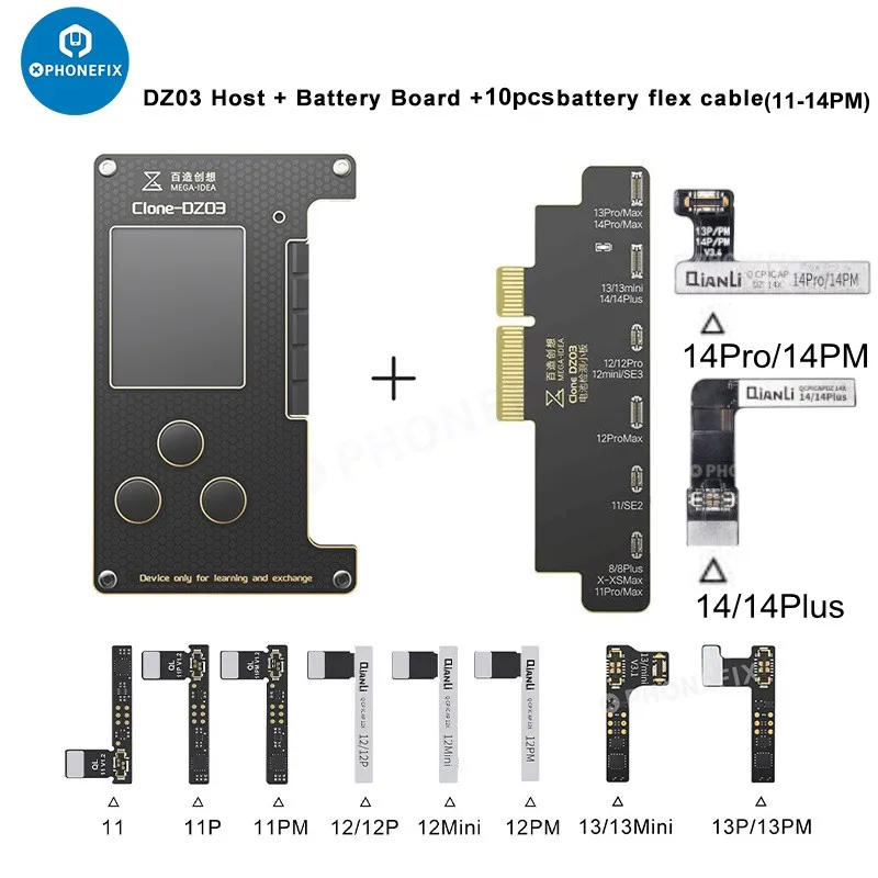 QIANLI Kloon DZ03 Dot Matrix Programmeur Voor iPhone X 11 12 13 14 PRO MAX Gezicht ID Dot Projector Batterij Reparatie Kabel Geen Solderen