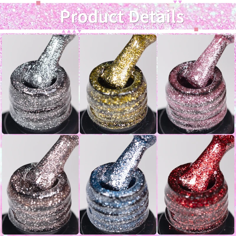 7.5ml 3 em 1 platina gato gel magnético unha polonês diamante reflexivo glitter olho de gato gel embeber fora verniz semi-permanente