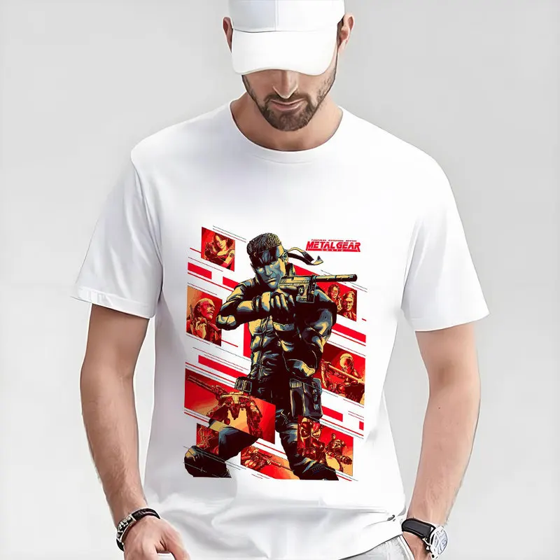 Metal Gear Solid MGS Game Gift T‑Shirt for Gamer 0315 Unisex Cotton Short Sleeve Tees Solid Snake Graphic Print Streetwear Tops