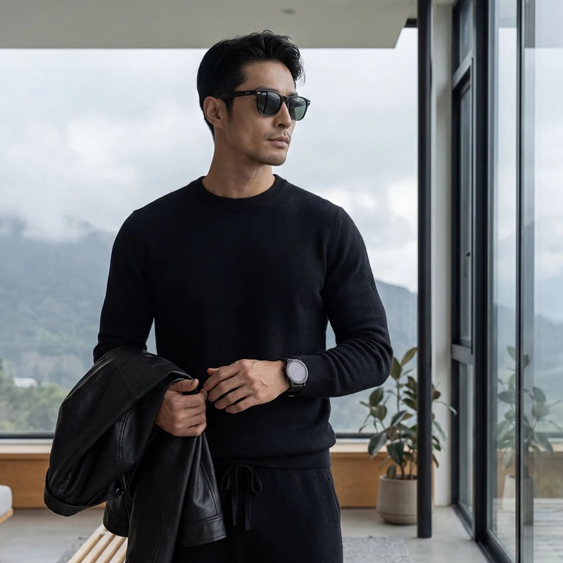 

Мужской свитер из 100% тонкого кашемира, деловой повседневный вязаный пуловер с круглым вырезом, длинными рукавами, люксовый брендовый джемпер, толстый