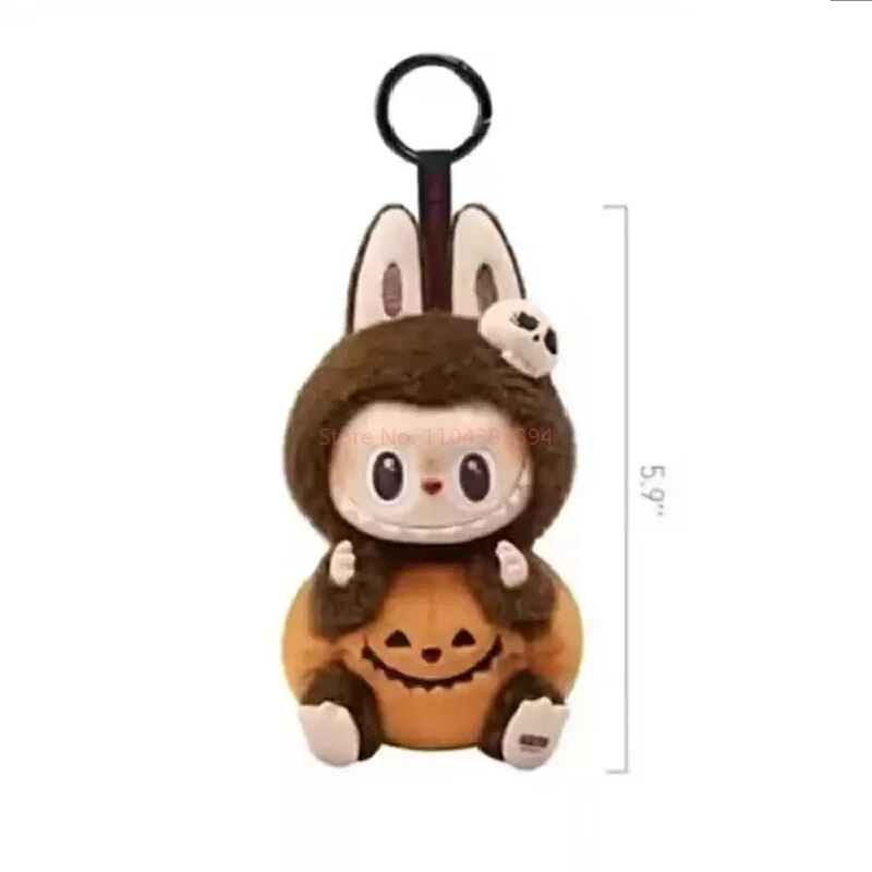 Labubu Plush Toys Bag Pendant Halloween Vinyl Sitting Pumpkin Carnival Plush Keychain Cute Peripheral Kids Gifts Replica