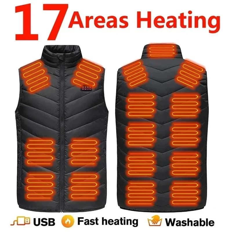 27/17/13 Areas Heated Vest Men Women Usb Electric Heating  Jacket Smart  Heated Clothes Bodywarmer Male Down Jacket Winter Ski