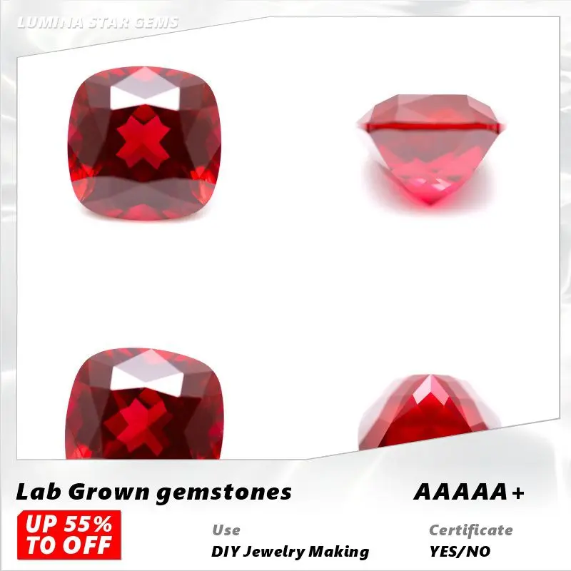 

F-Lab Grown Ruby Loose Gemstones Pigeon Blood Red Cushion Cut Charm Beads For DIY Jewelry Selectable AGL Certificate