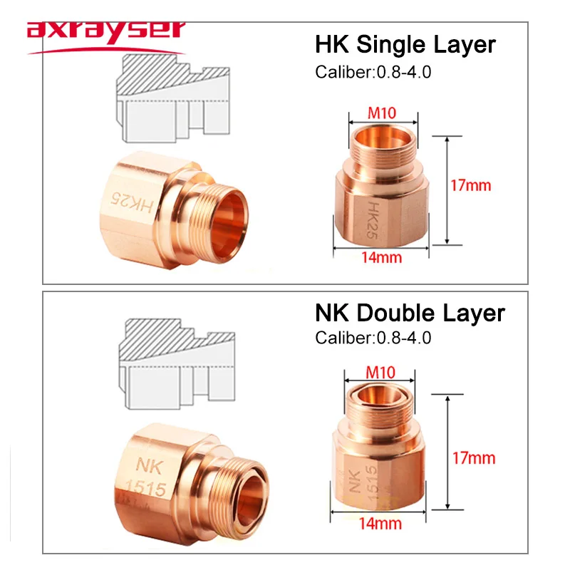 Imagem -03 - Bicos de Laser Oem Série Nkhk Calibre de Camada Únicadupla 0840 mm Rosca M10 para Cabeça de Corte de Fibra Hk15 301912