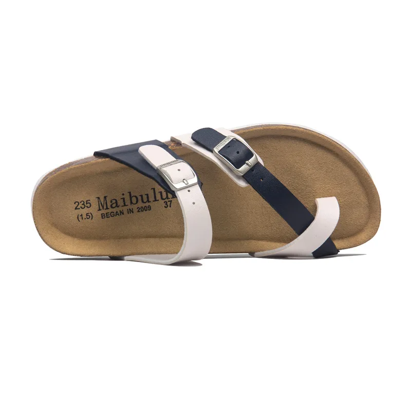 Flat-bottomed Cork Slippers Men and Women Couples Outdoor Beach Summer Color Matching Couple Shoe Covers Toes