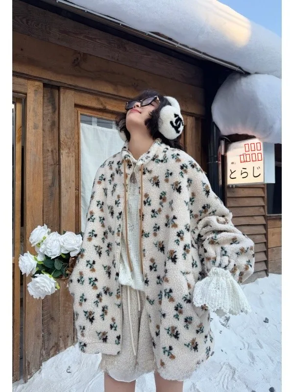 

Пальто-пуховик большого размера с цветочным узором для полных женщин, на молнии, из полиэстера, утепленное, повседневное, зимнее