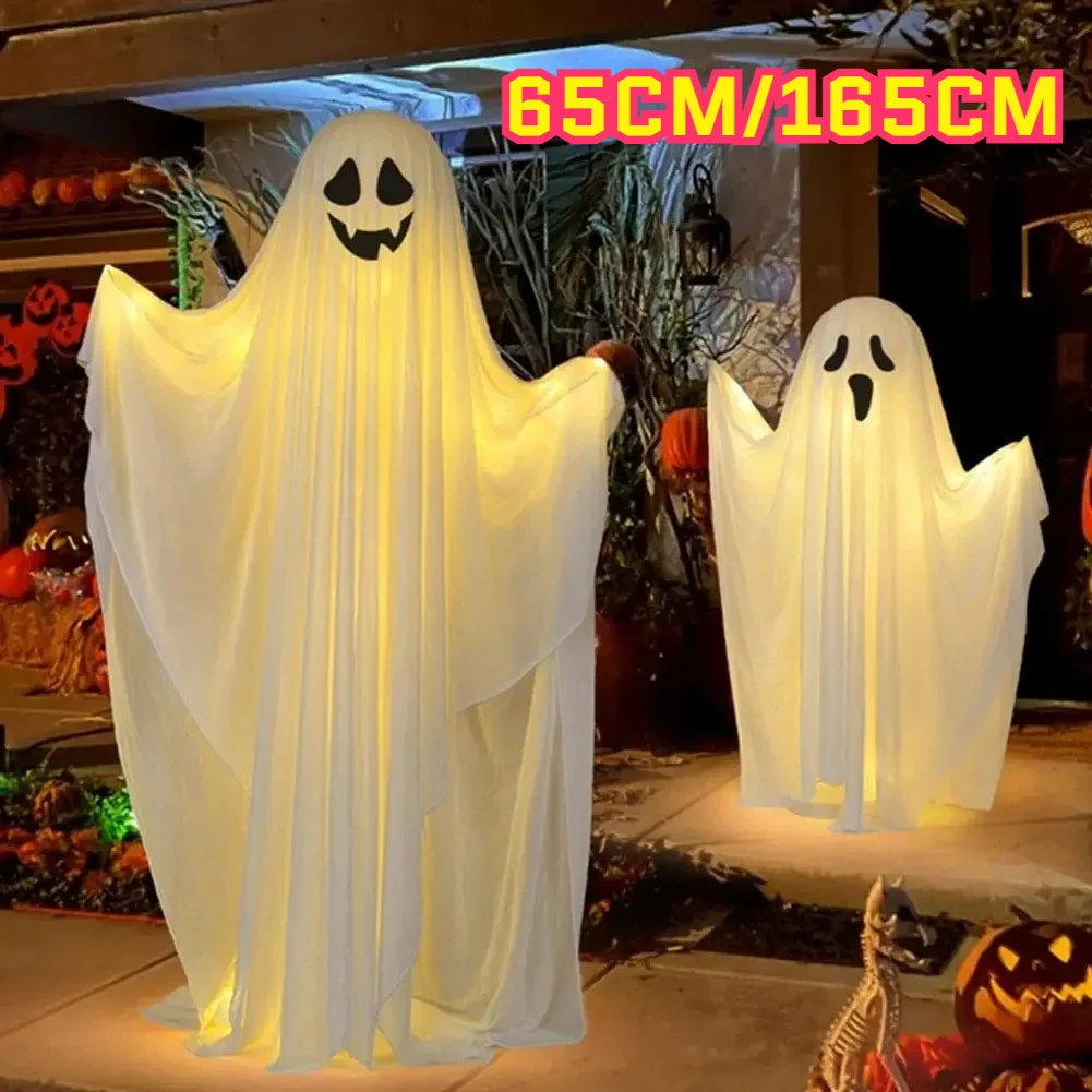 85/165CM Glow in Dark Standing Ghost Halloween Decoration Scary Outdoor Yard Garden Front Door Haunted House Prop view 2