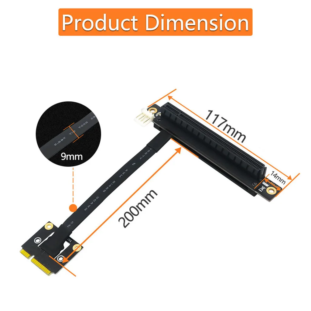 270 Degree Mini PCIe to PCI-E 1X 4X 8X 16X Adapter Cable Riser Mini PCIe to PCI Express 4P Power for PCIE Tester Extender