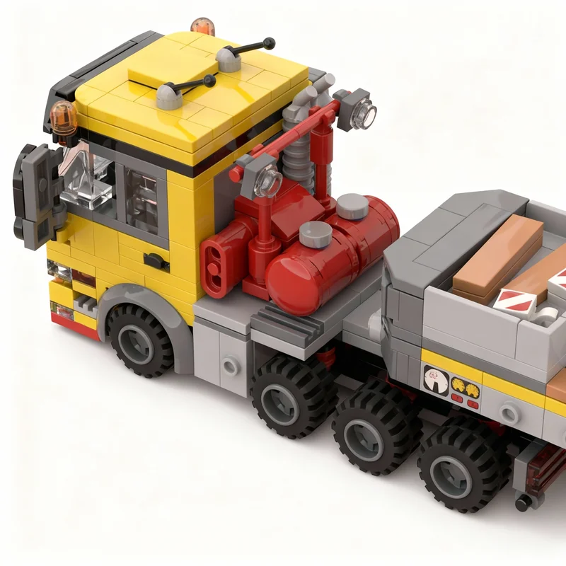 964 pièces MOC Camion de chantier à plateau surbaissé, modèle urbain, blocs de construction, cadeaux de Noël, jouet d'architecture à assembler