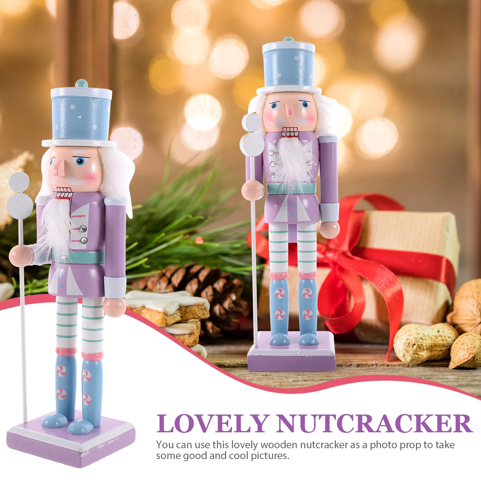 

Wooden Nutcracker Decor Christmas Figure Xmas Party Indoor Ornament Festival Decoration Holiday Gift Craft
