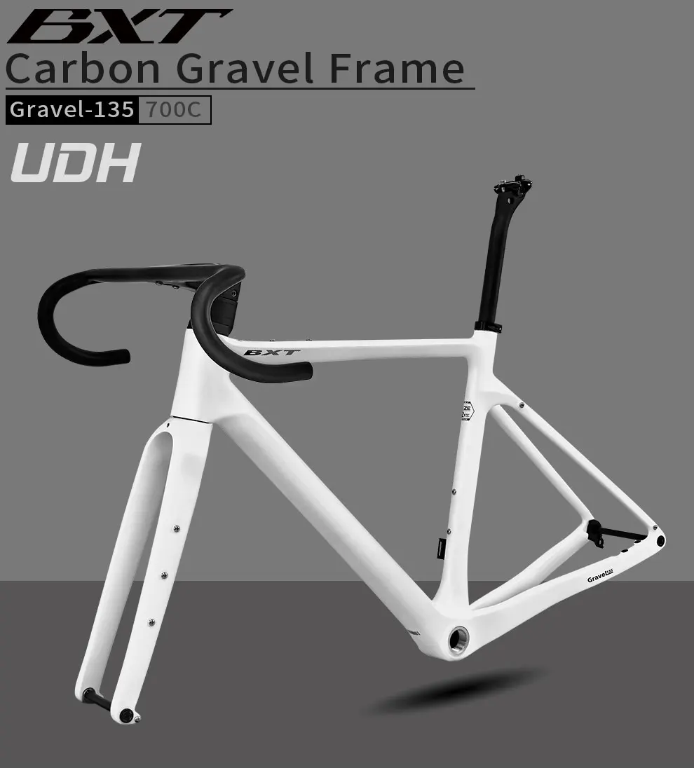 HIMALO 700C Bicicletta da Strada Telaio Carbonio Telaio Bici da Corsa 48/50/52CM Leggero Telaio con Freni A Disco ASSE Passante F12x100mm/R12x142mm (Size : 50CM