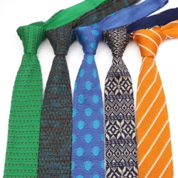 Knit Ties For Men Women Winter Slim Narrow Flat Necktie Orange Beige Green Casual Gravatas Wedding Party Office Holiday Gifts