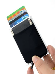 New Aluminum Wallet Elasticity Back Pouch ID Credit Card Holder Rfid Wallet Automatic Pop Up Bank Card Case Organizer Wallets