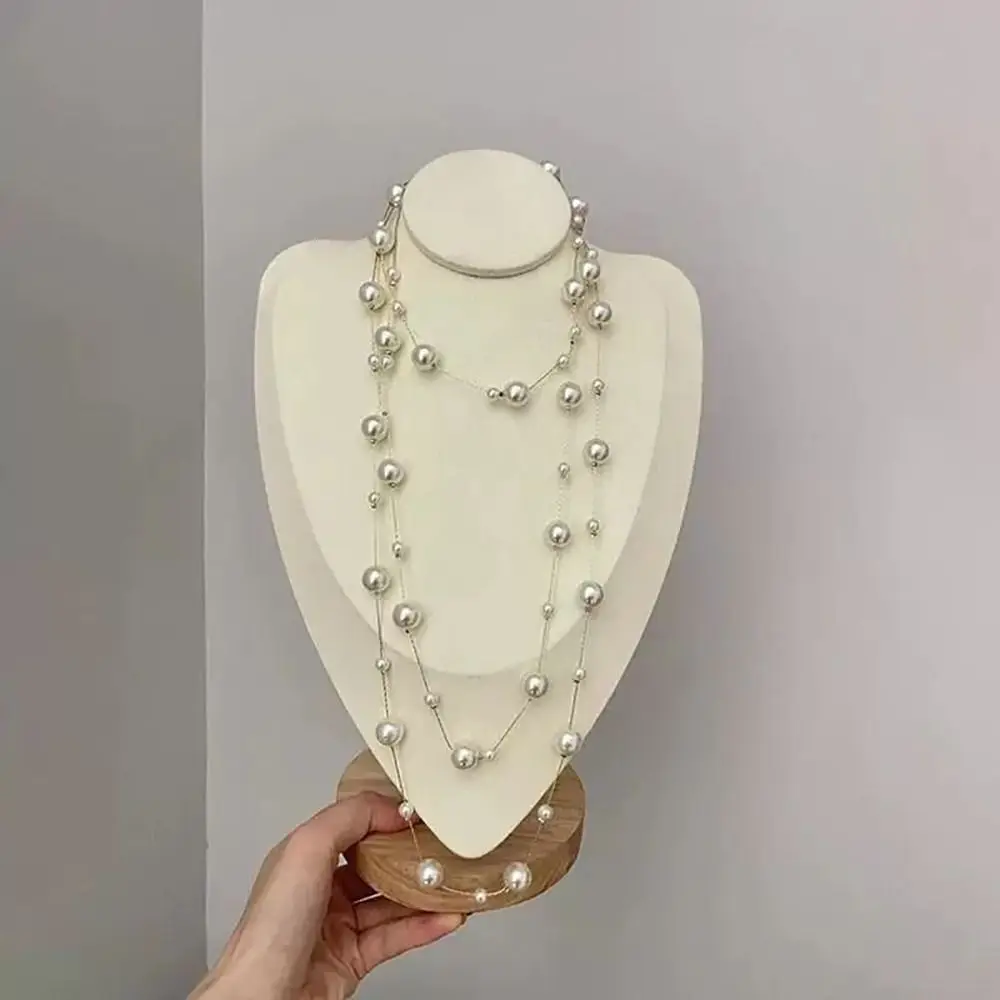 1Pcs Elegant Temperament Layered Pearl Chain Multi-layered Long Pearl Fashionable Sweater Chain Women's Jewelry Accessories