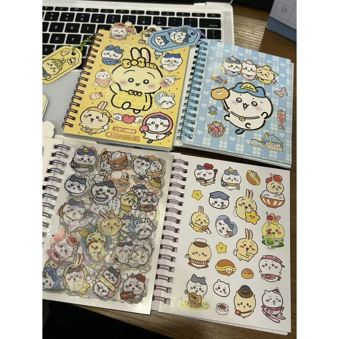 دفتر ملاحظات حلزوني كرتوني من Chiikawa Kawaii مع ملصقات لطيفة لمجلة مذكرات الطالب هدية قرطاسية للأطفال البنات #4