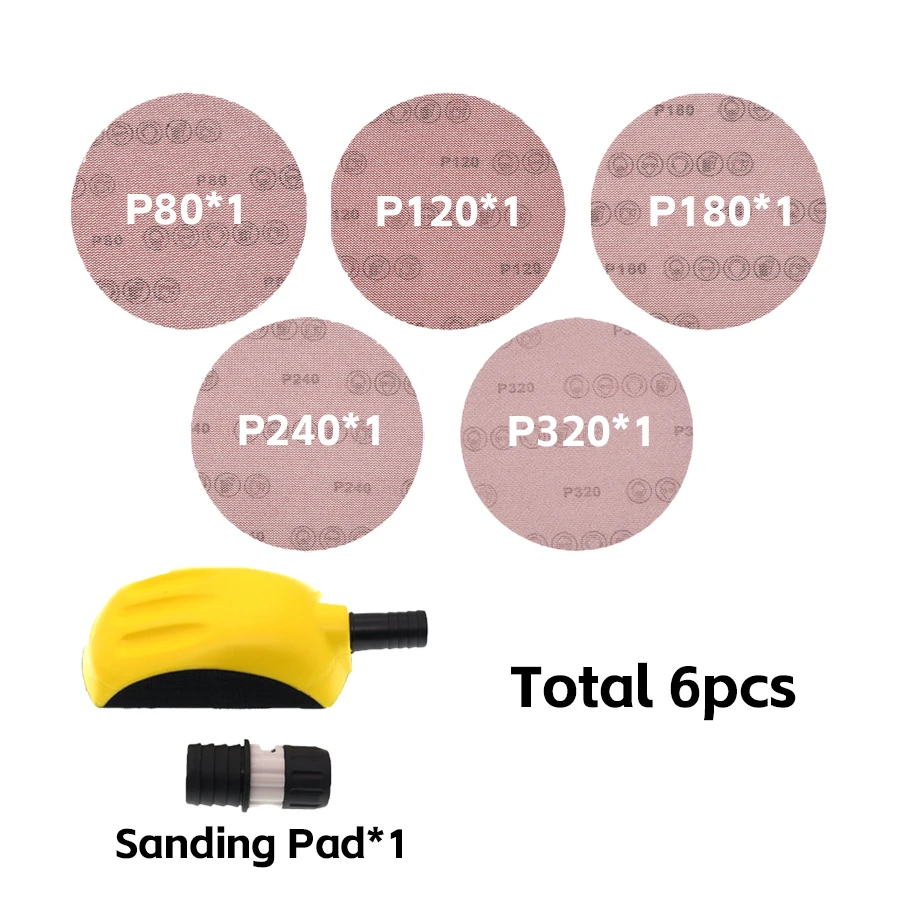 6 Inch 150MM Mesh Sanding Paper Kit with 32 Holes Hand Sanding Blcok 6Pcs Assorted 80-320 Grit for Grinding Wood Metal