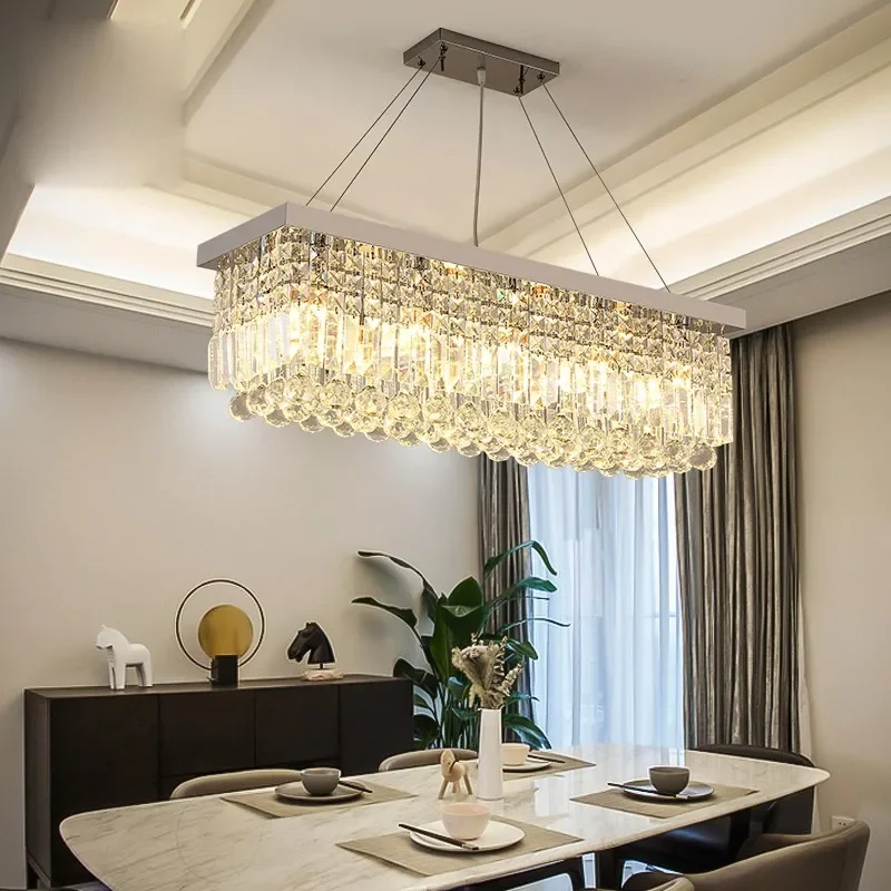 

LED Crystal Suspend Modern Dining Pendant Home Chandelier Lamp Hanging Living Woonkamer Room Household Lights For Bedroom