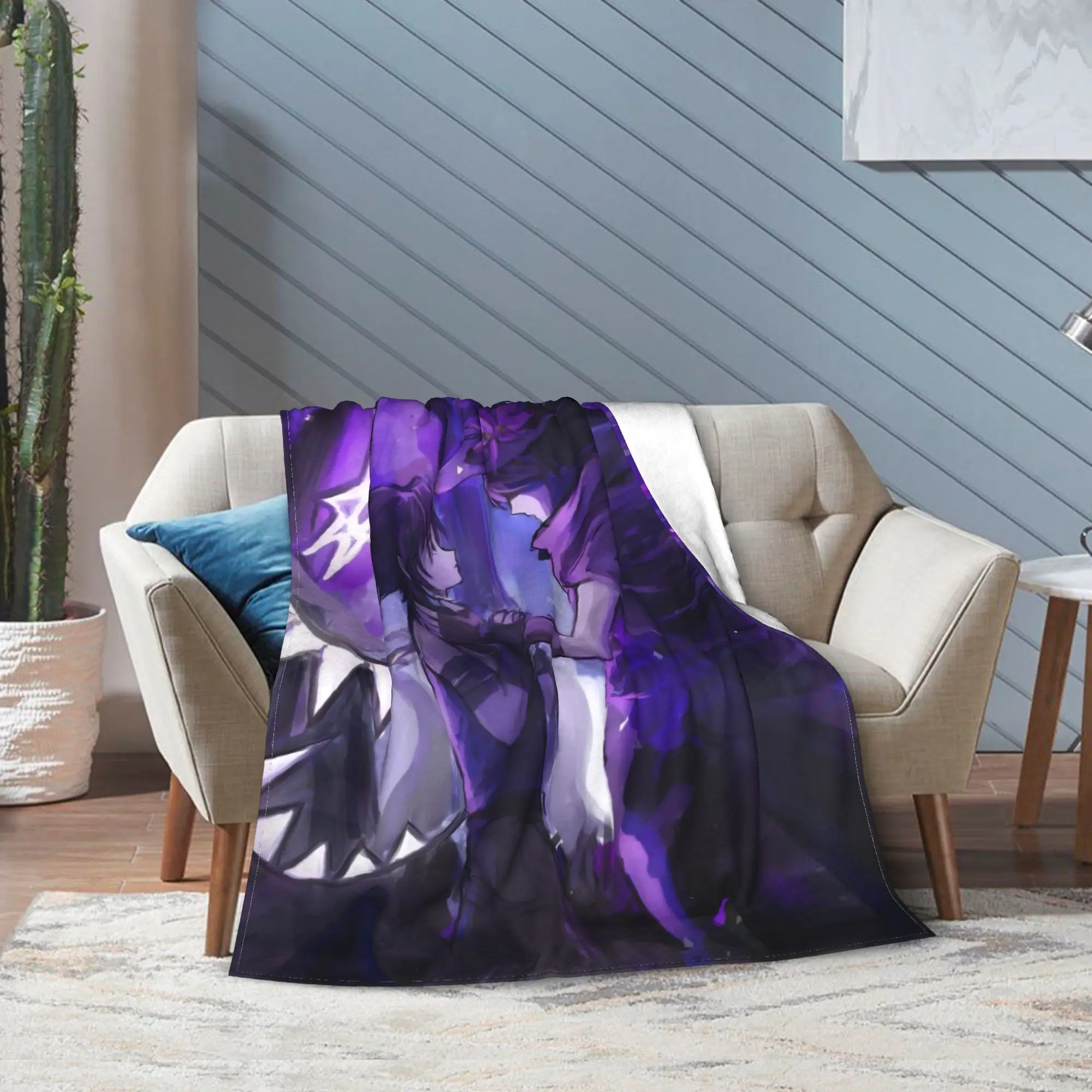 Forsaken وقتين وبطانيات محبوكة Azure الفانيلا لعبة الرعب خفيفة الوزن رقيقة رمي البطانيات لغرفة النوم أريكة لحاف المحمولة #4