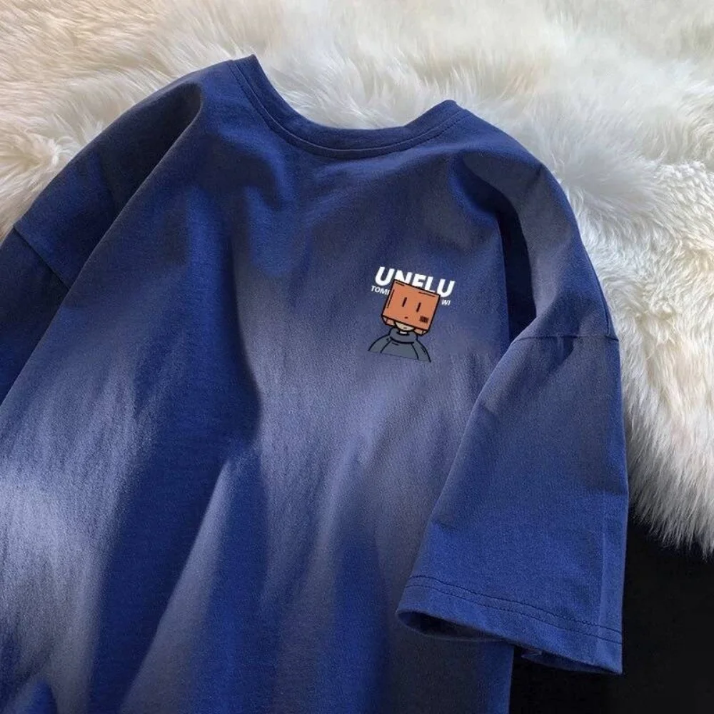 تي شيرت أمريكي ريترو للشباب برقبة دائرية وأكمام قصيرة للرجال أصلي كلاسيكي للشارع مقاس كبير كاجوال للجنسين