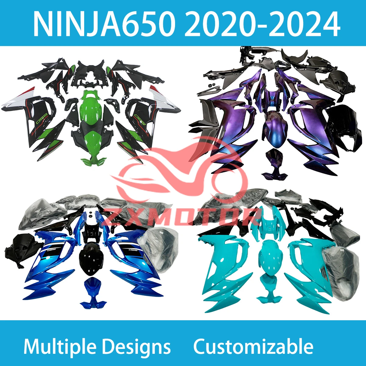 

Injection Fairing Kit ER-6F 2020 2021 2022 2023 2024 Racing Motorcycle Body Parts Set Fairings for Kawasaki Ninja650 20-24 New