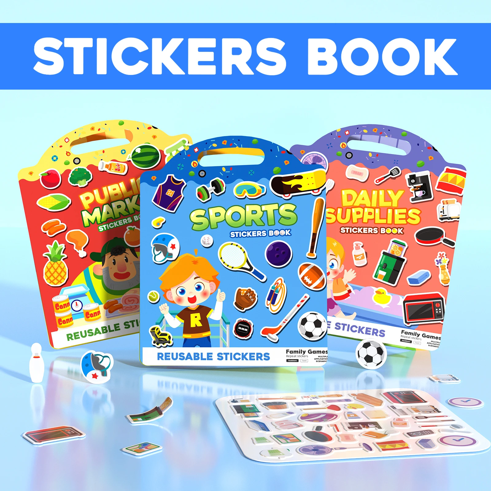 Reusable Sticker Books for Toddlers, Fun Travel Stickers for Kids, Toddler Sticker Book, Crafts Activities for Toddlers, 3 and