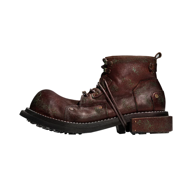 Western Punk Style Custom High-End Worker Boot Vintage Leather Shoes for Men Boots