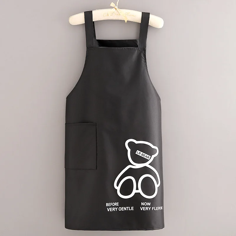 Strap Waterproof And Oil Resistant Apron Bear Printed Adult Apron Household Kitchen Cleaning Work Clothes Kitchen Accessories