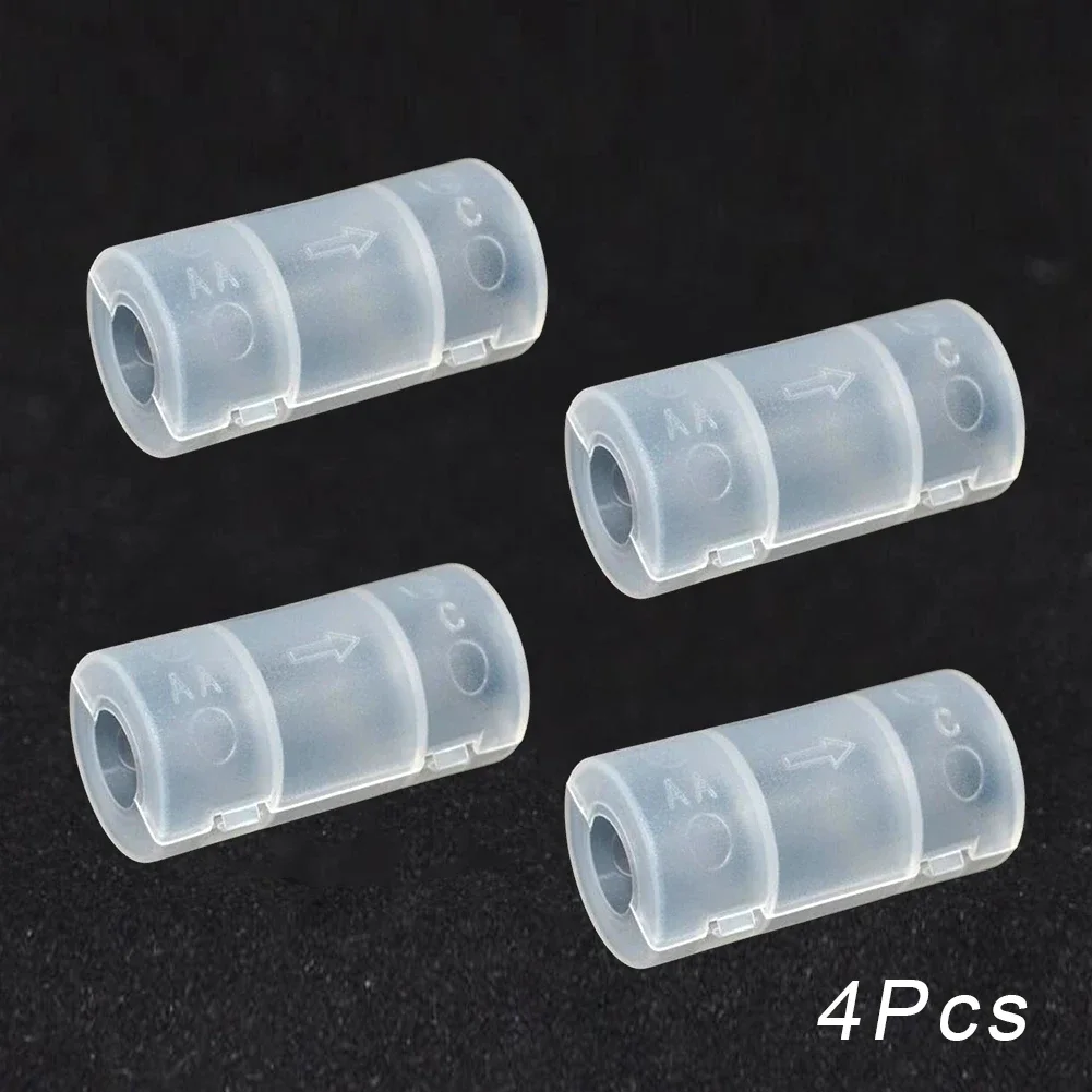 2/4PCS LR06 AA to C LR14 Size Transparent Battery Storage Box AA to C Battery Adapter Holder Case Converter Switcher 5*2.6cm