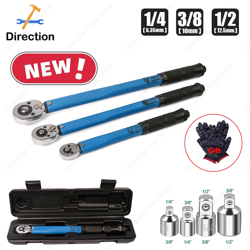 2-210N.m Torque Wrench 1/2 3/8 1/4 Precise Reversible Ratchet Torques Key Professional Bicycle Motorcycle Car Automotive Tool