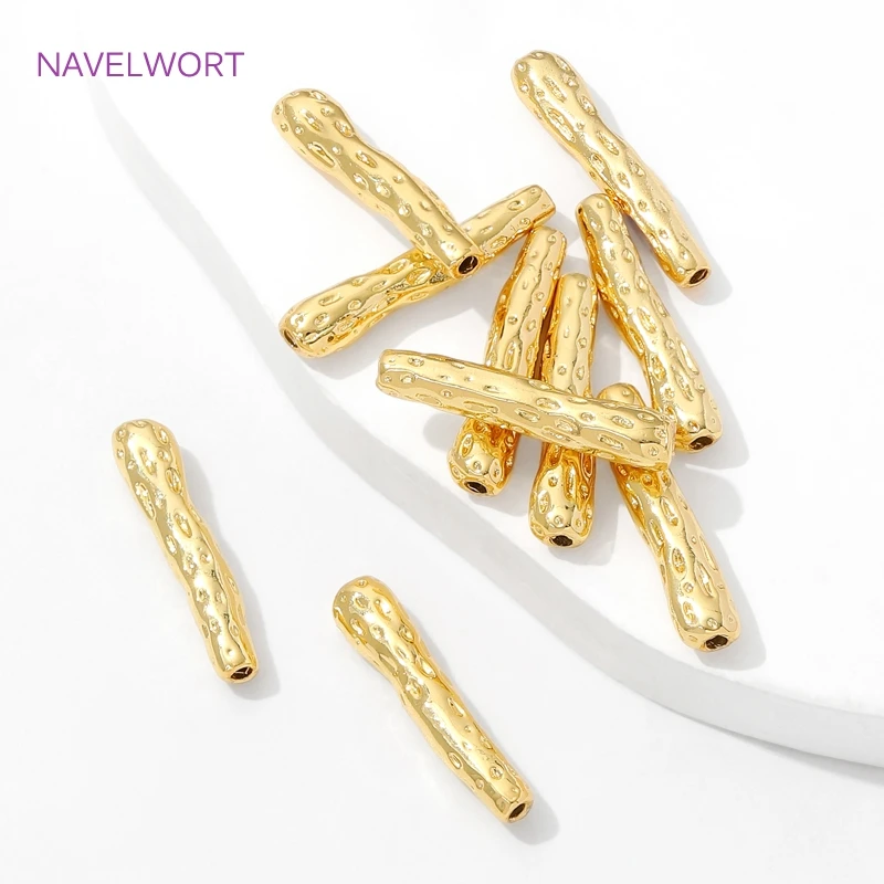 18K Gold Plated Irregular Long Strips Beads Separators,Brass Spacers Bead For Jewlery Making DIY Bracelet Making Accessories image 3
