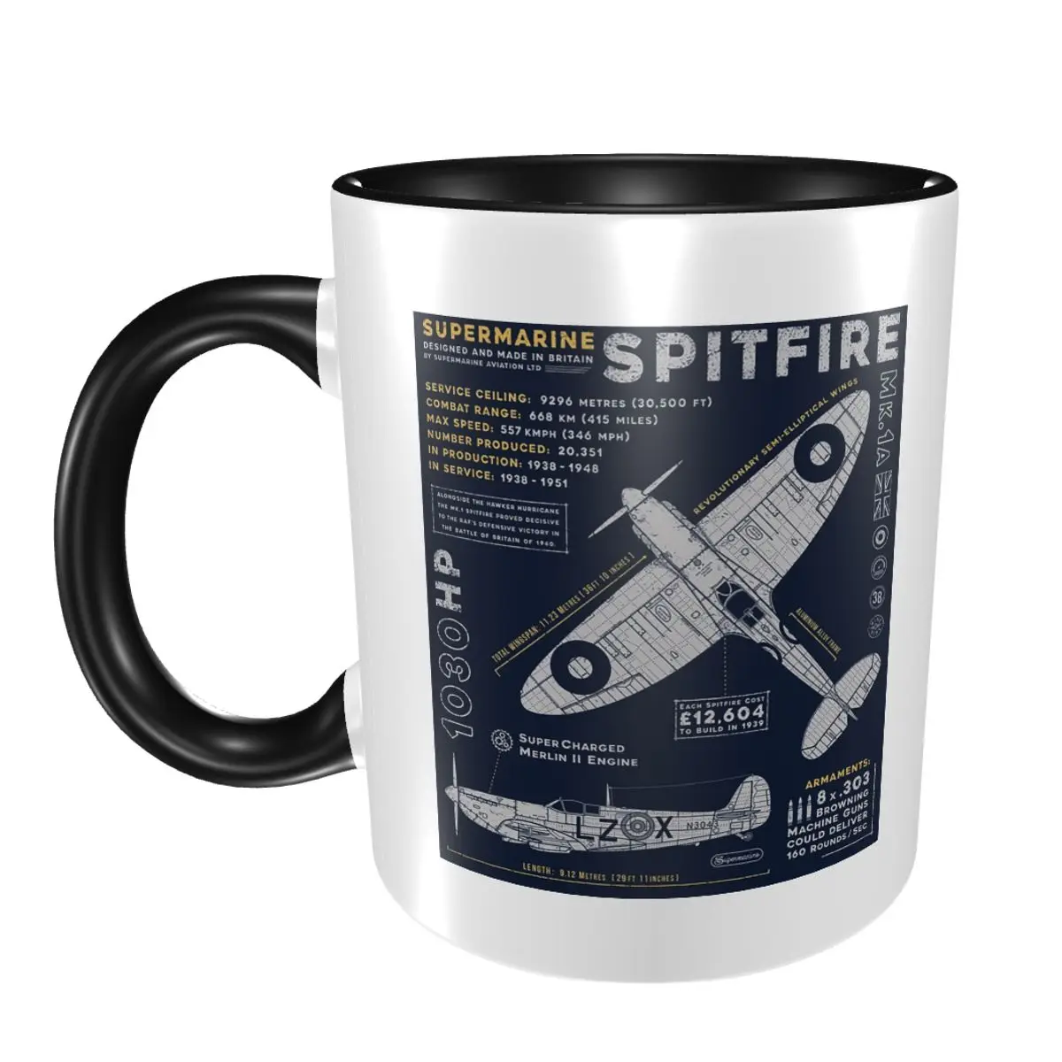 Supermarine Spitfire Fighter Pilot Aircraft Airplane Plane Mug Ceramic Coffee Cups Tea Mugs Milk Cup Drinkware Gifts For Unisex