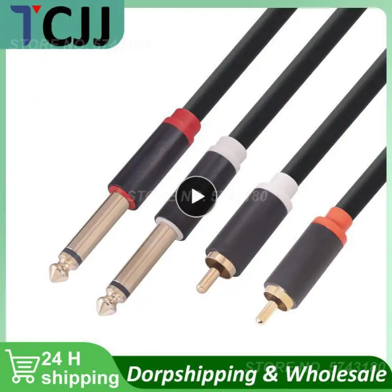 Dual RCA to Dual Mono 6.35mm Male Jack Digital Audio Cable 2RCA to 2 6.5 DVD Mixer Wire for Amplifier Speakers TV AV Audio Cable