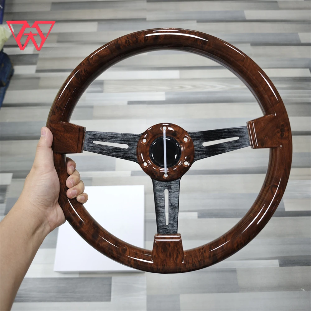 Classic Drift Racing Rally Car 14 Inch Peach wood Retro Universal Personalized Modification Tool ABS Nar*di Jdm Steering Wheel