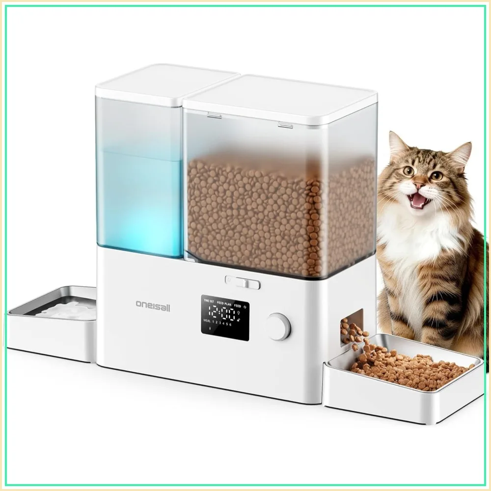 2-in-1 Automatic Cat Feeder & Water Dispenser, 8.5L Capacity, Timed Dry Food Dispenser for Pets