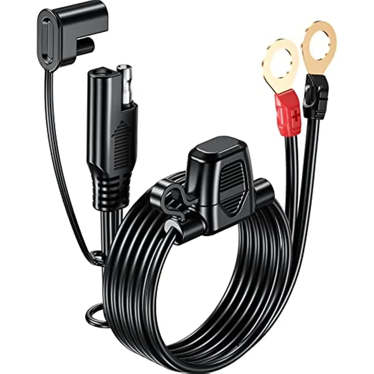 180CM SAE Extension Cable SAE to O Ring Terminal Harness Quick Disconnect with 10A Fuse for Tractor Motorcycle Trucks Cars RV