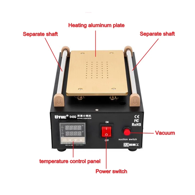 Uyue948q eingebaute Pumpe Vakuum glas LCD-Bildschirm Touchscreen-Trenn maschine max 7 Zoll Handy zerlegen Reparatur werkzeug