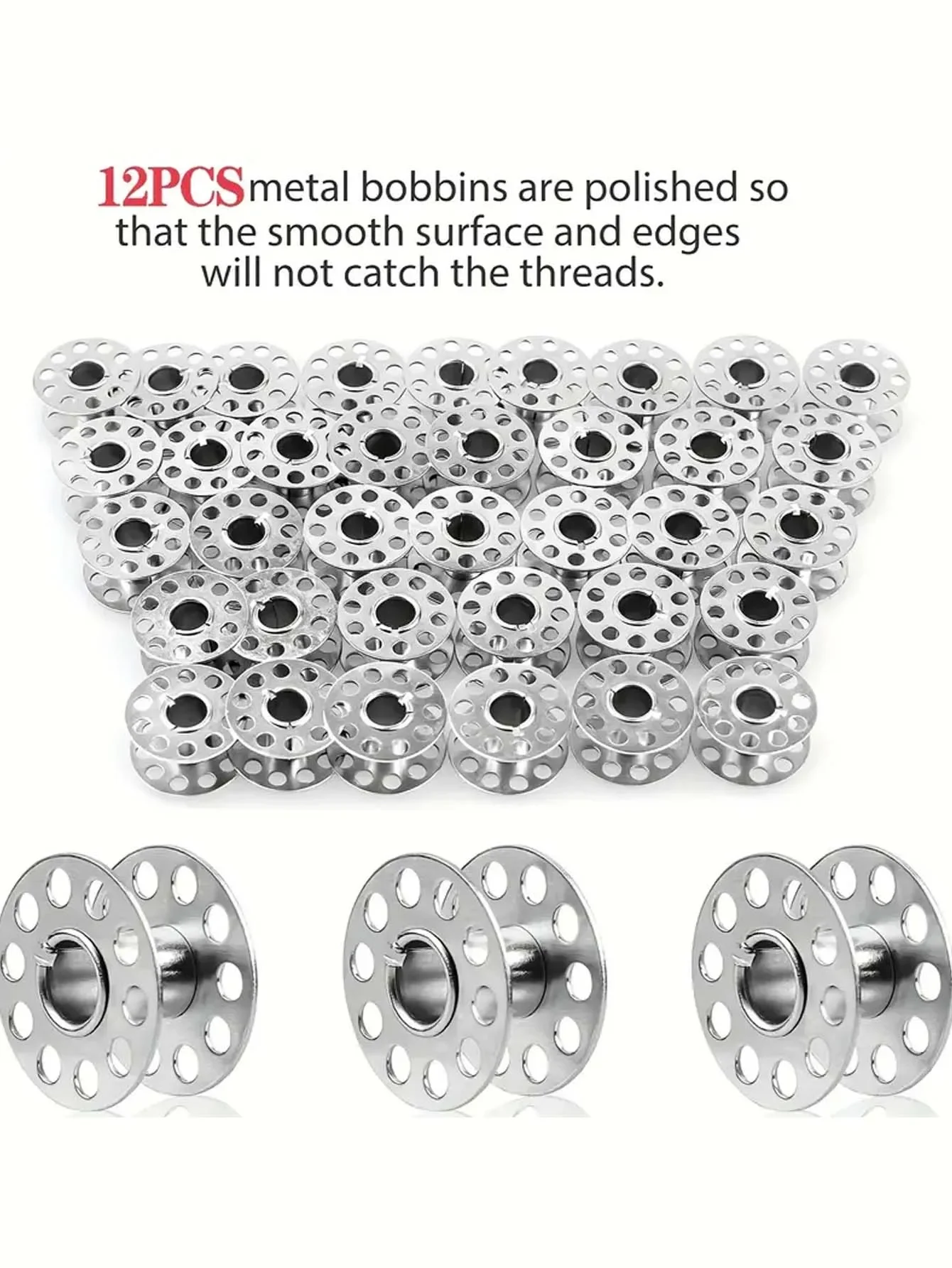 12/24/50 قطعة من بكرات ماكينة الخياطة المصنوعة من الفولاذ المقاوم للصدأ - معدن متين، متوافق مع Brother، لوازم الخياطة الضرورية #2