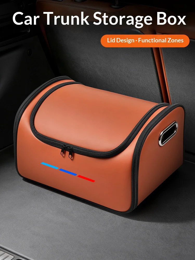 For BMW X1 X2 X3 X5 X7 E46 E60 E70 E82 E92 G10 G30 F10 F30 Car Trunk Organizer Storage Box Seat Storage Bag with Built-in Pocket