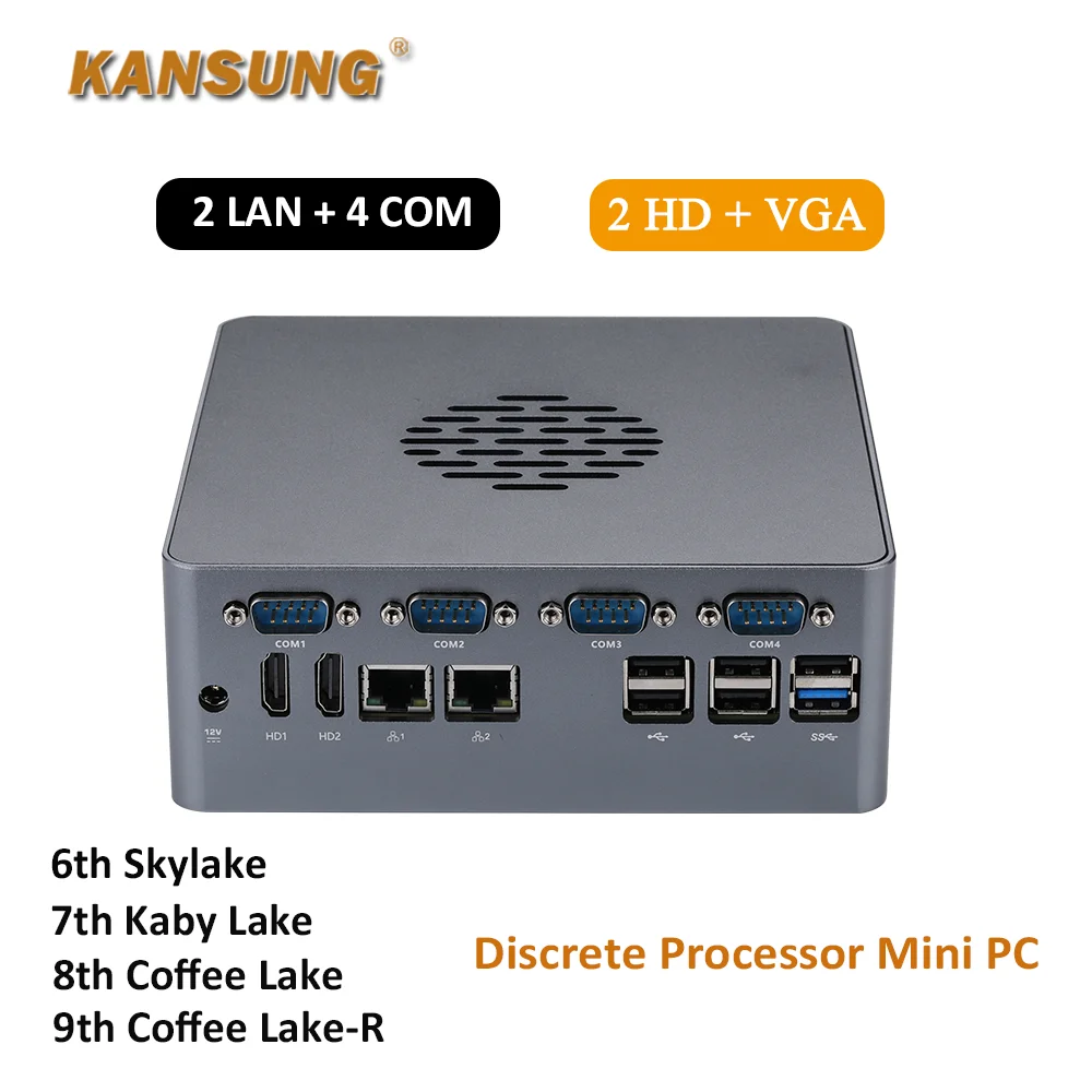 Discrete CPU 6th 7th 8th 9th Processor Core i3 i5 Barebone Mini PC Dual Lan 4 COM 2xDDR4 Ram M.2 SSD Industrial Computer