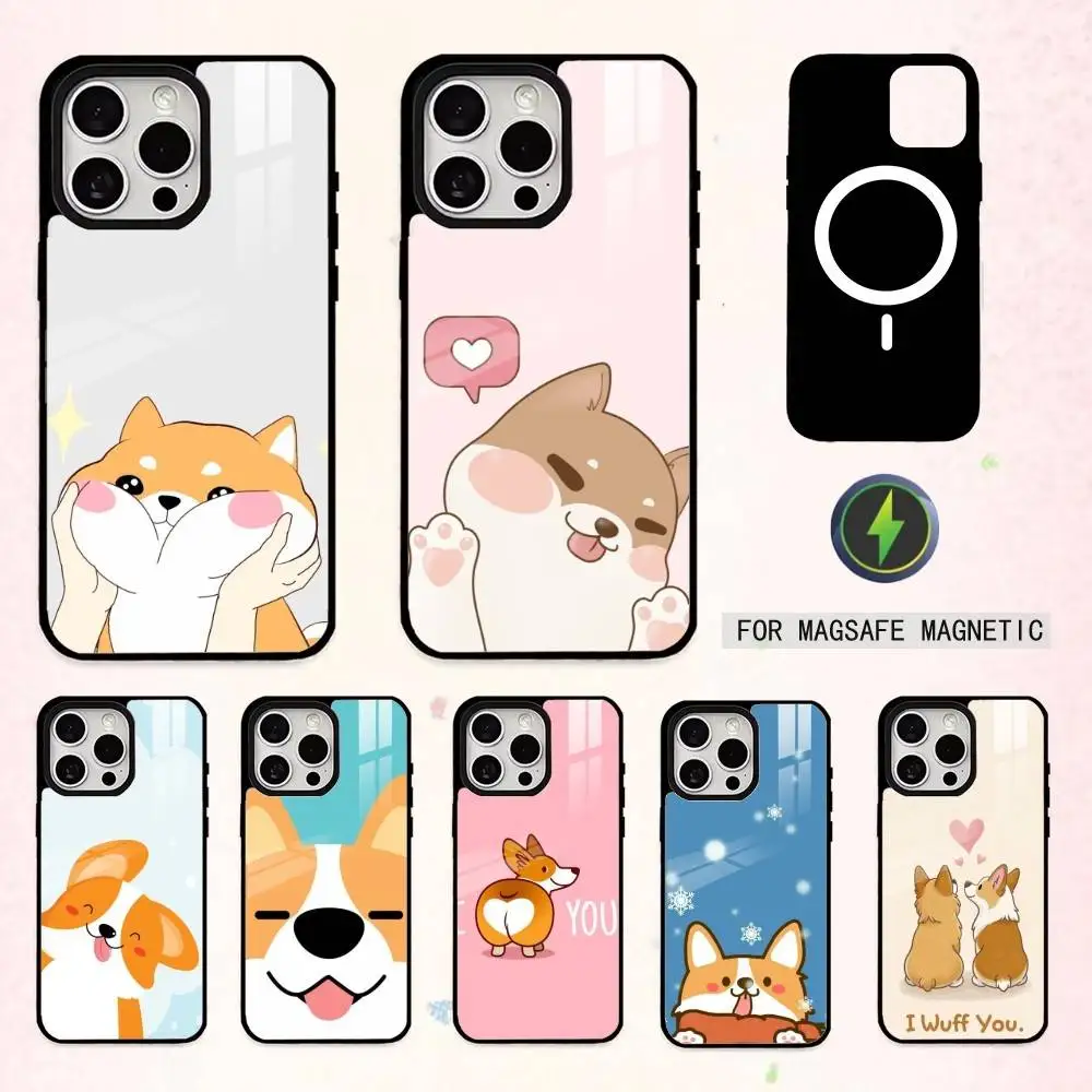 

Corgi Pet Cute Dog Cartoon Phone Case For iPhone17,16,15,14,13,12,11 Plus,Pro Max Magnetic For Magsafe Wireless Charging