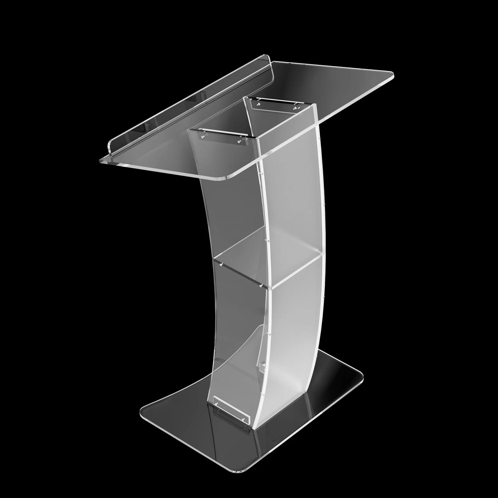 Mobile Detachable Acrylic Transparent Curved Podium for Speeches Opening Ceremonies and Other Occasions Easy Assembly Required