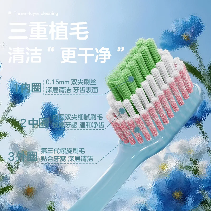 6 gift box mountain-shaped colorful non-slip soft-bristle toothbrushes for cleaning teeth and protecting gums for adults at home