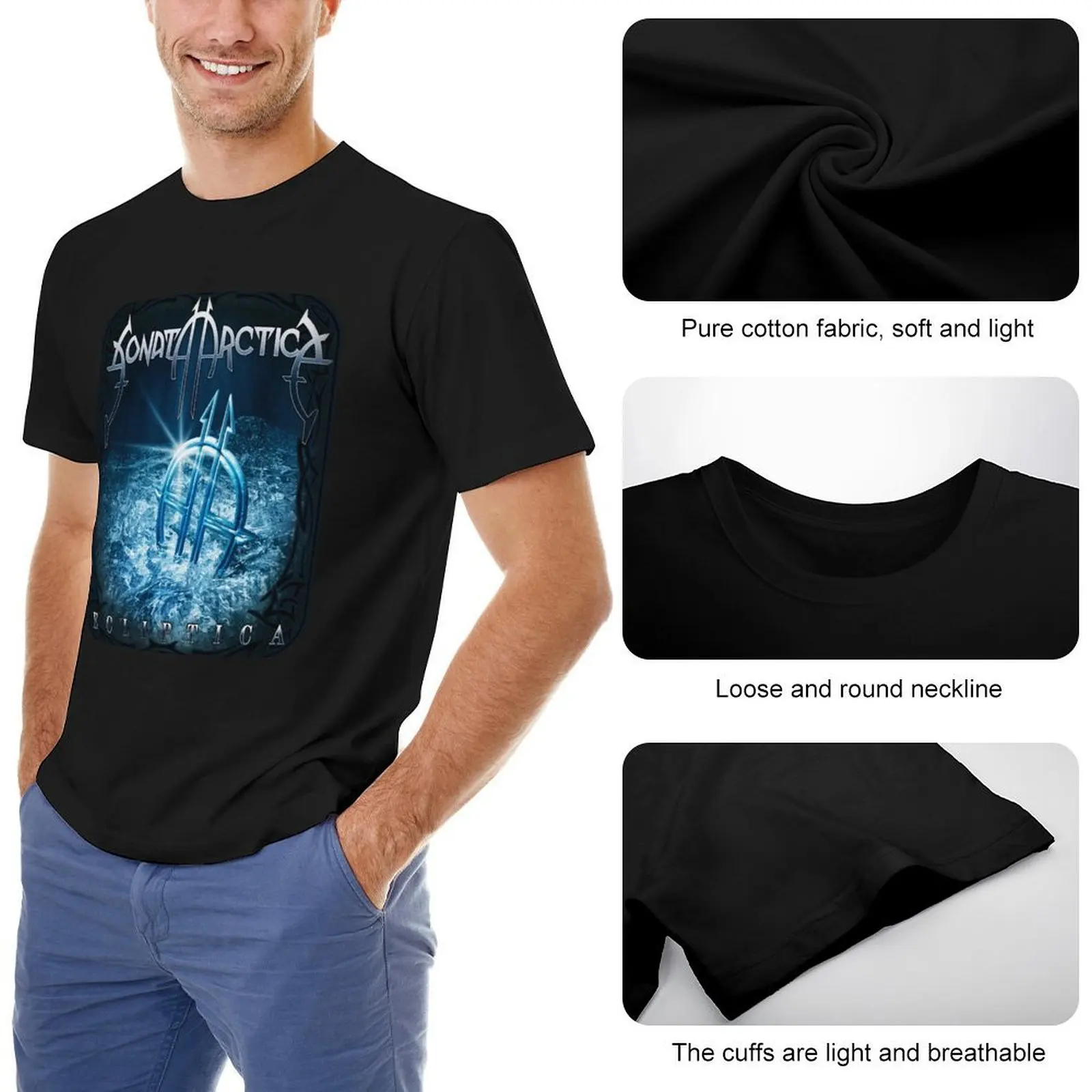 Sonata Arctica - Ecliptica T-Shirt Casual Lightweight Short Sleeve Top