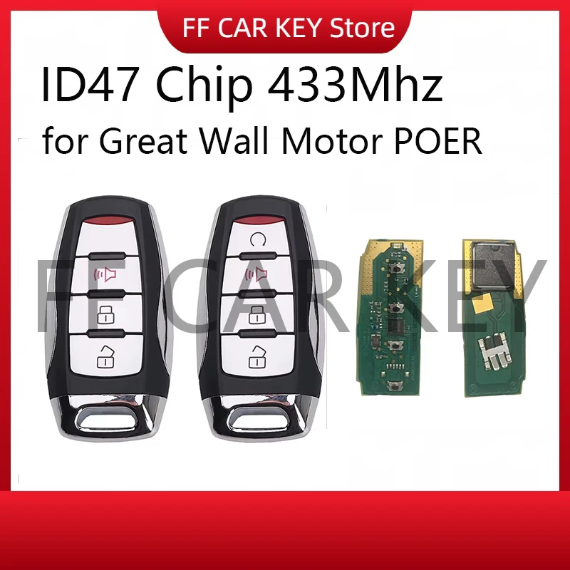 

3/4 Buttons Smart Remote Car Key Fob for Great Wall Motor POER GWM Pao Poer Haval UTE Cannon-X P Series 433Mhz with ID47 Chip