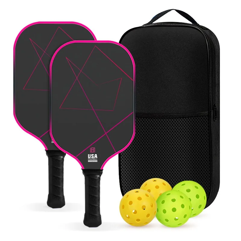 t700-carbon-fiber-pickleball-paddle-set-2-paddles-16mm-pp-honeycomb-usa-pickleball-approved-frosted-surface-with-carry-bag-balls