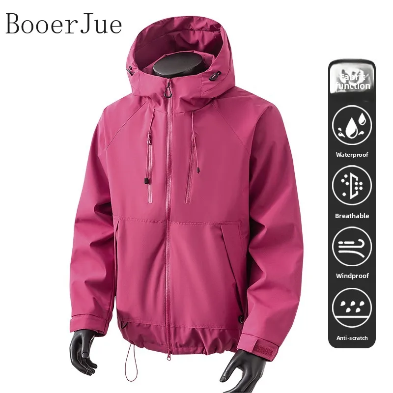 Unisex M‑4XL Plus Size Hooded Windbreaker Jacket Men Women Outdoor Waterproof Windproof Hiking Zipper Outerwear Multi‑color